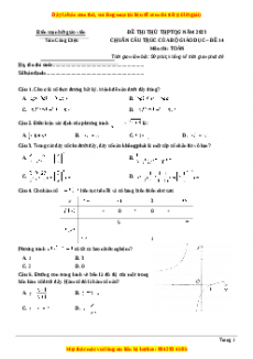 Đề thi thử THPT Quốc Gia môn Toán có đáp án (đề 14 ) - thầy Trần Công Diệu