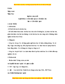 Giáo án Toán 9 Học kì 1