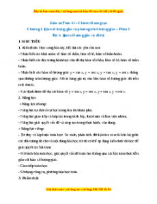 Giáo án Bài 4: Hàm số lượng giác và đồ thị Toán 11 Chân trời sáng tạo