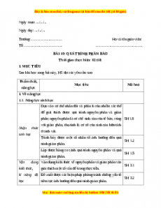 Giáo án Sinh học 10 Bài 19 (Chân trời sáng tạo): Quá trình phân bào
