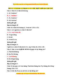 Trắc nghiệm Bài 13: Vị trí địa lí, phạm vi và việc phát kiến ra châu Mỹ