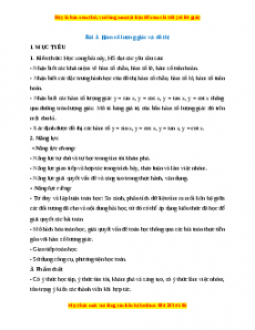 Giáo án Hàm số lượng giác và đồ thị Toán 11 Cánh diều