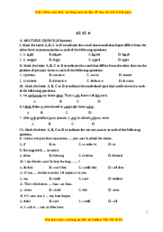 Đề thi trắc nghiệm Tiếng anh 10 năm 2022 - 2023 (Đề 19)