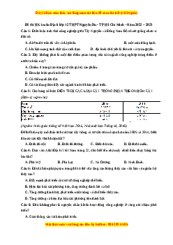 Đề thi học kì 1 Địa lý 12 năm 2023 trường THPT  Nguyễn Du - TP Hồ Chí Minh
