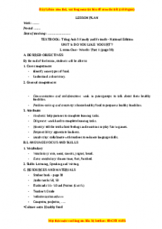Giáo án Unit 5 Tiếng anh 3 family and friends