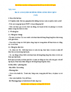 Giáo án GDTC 1 Cánh diều Làm quen đá bóng bằng lòng bàn chân