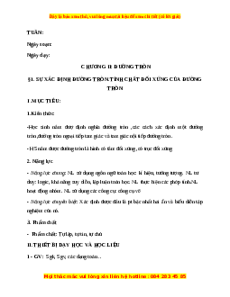Giáo án Sự xác định của đường tròn. Tính chất đối xứng của đường tròn Toán 9 Học kì 1