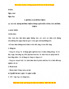 Giáo án Sự xác định của đường tròn. Tính chất đối xứng của đường tròn Toán 9 Học kì 1