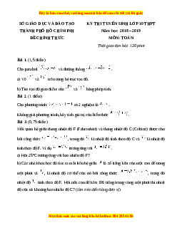 Đề chính thức Toán vào 10 TP Hồ Chí Minh năm 2018 - 2019