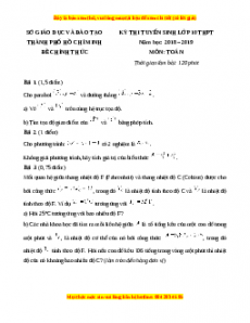 Đề chính thức Toán vào 10 TP Hồ Chí Minh năm 2018 - 2019