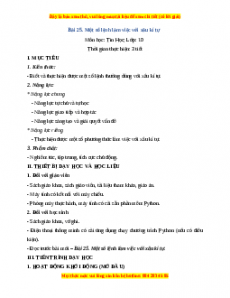 Giáo án Tin học 10 Bài 25 (Kết nối tri thức): Một số lệnh làm việc với xâu kí tự