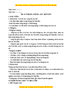 Giáo án Bài 43 KHTN 6 Kết nối tri thức (2024): Trong lượng, lực hấp dẫn