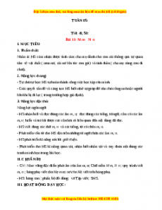 Giáo án Tuần 5 Tiếng việt lớp 1 Kết nối tri thức