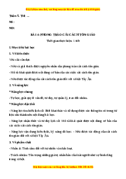 Giáo án Bài 4 Lịch sử 7 Cánh diều (2024): Phong trào cải cách tôn giáo