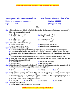 Đề thi thử Vật lí trường Đô Lương - Nghệ An năm 2023