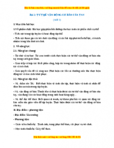 Giáo án Bài 2: Tư thế vận động cơ bản của tay Giáo dục thể chất lớp 1 Chân trời sáng tạo