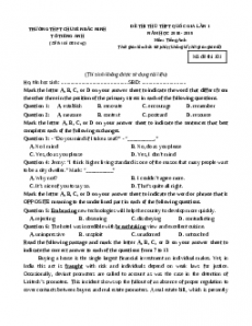 Bộ 82 Đề thi thử Tiếng Anh THPT Quốc gia năm 2019 chọn lọc từ các trường