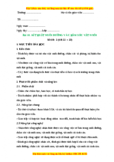 Giáo án Công nghệ 7 Bài 10 (Chân trời sáng tạo): Kỹ thuật nuôi dưỡng và chăm sóc vật nuôi