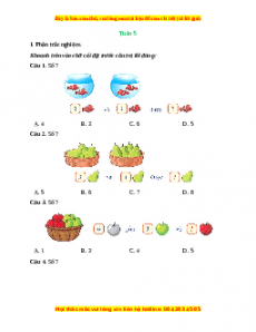 Phiếu bài tập cuối tuần Toán lớp 1 Tuần 5 Kết nối tri thức