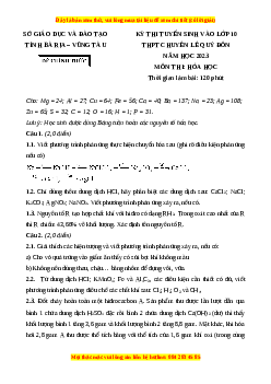 Đề thi vào 10 môn Hóa học năm 2023 - Trường THPT Chuyên Vũng Tàu