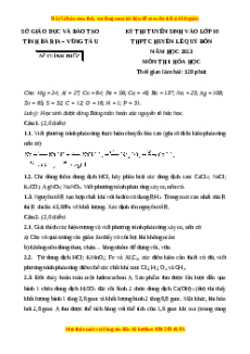Đề thi vào 10 môn Hóa học năm 2023 - Trường THPT Chuyên Vũng Tàu