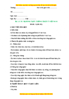 Giáo án Công nghệ 7 Bài 2 (Chân trời sáng tạo): Các phương thức trồng trọt ở Việt Nam
