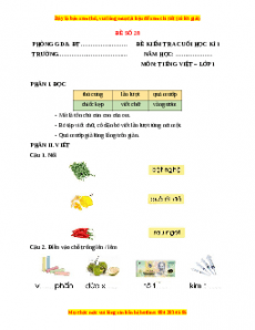 Đề thi Tiếng Việt lớp 1 Học kì 1 Chân trời sáng tạo (Đề 28)