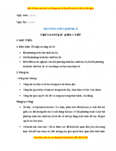 Giáo án Bài Tập Cuối Chương 2 Toán 10 Chân trời sáng tạo