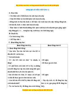 Giáo án Đạo đức 1 Chân trời sáng tạo Sinh hoạt nền nếp