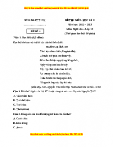 Đề thi giữa học kì 2 Ngữ Văn 10 Cánh diều có đáp án (Đề 4)
