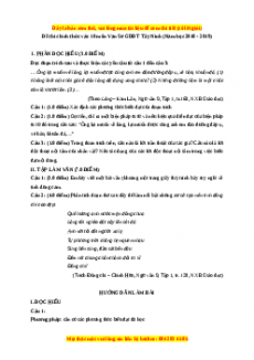 Đề thi tuyển sinh chính thức vào 10 môn Ngữ Văn năm 2018 - 2019 có đáp án - Sở GDĐT Tây Ninh