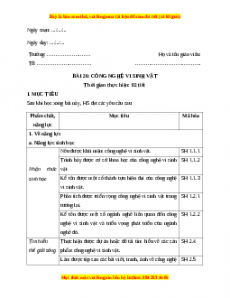 Giáo án Sinh học 10 Bài 26 (Chân trời sáng tạo): Công nghệ vi sinh vật