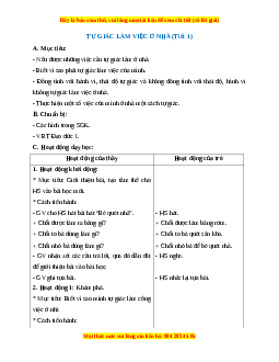Giáo án Đạo đức 1 Chân trời sáng tạo Tự giác làm việc ở nhà