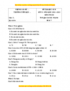 Đề thi cuối kì 2 Toán lớp 3 Kết nối tri thức - Đề 7