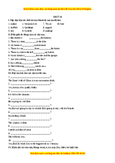 Học kỳ 2: Phần 1 Các bài tập theo từng đơn vị bài học - Unit 16- Giáo viên Mai Lan Hương đầy đủ đáp án