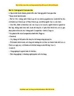 Lý thuyết Lịch sử 7 Cánh diều Bài 11: Vương quốc Cam-pu-chia