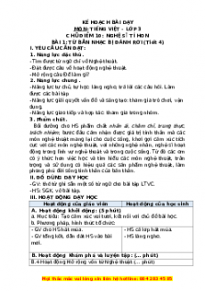 Giáo án Từ bản nhạc bị đánh rơi (Tiết 4) Tiếng việt 3 Chân trời sáng tạo