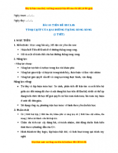 Giáo án Tiên đề Eculid. Tính chất của hai đường thẳng song song Toán 7 Kết nối tri thức
