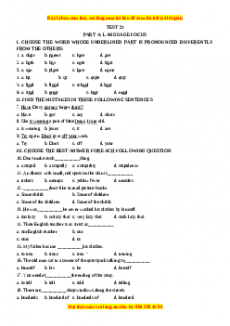Test 21 - Bộ đề bồi dưỡng học sinh giỏi tiếng Anh toàn diện lớp 6 - Giáo viên Linh Đan