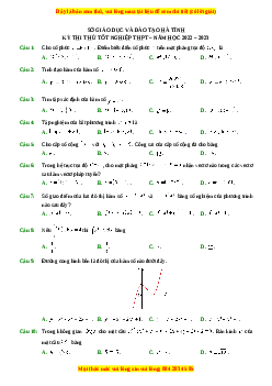 Đề thi thử Toán Sở Hà Tĩnh năm 2023