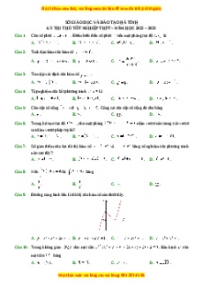 Đề thi thử Toán Sở Hà Tĩnh năm 2023