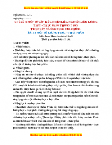 Giáo án Bài 14 KHTN 6 Chân trời sáng tạo (2024): Một số lương thực - thực phẩm