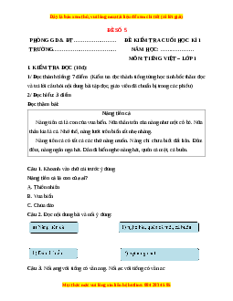 Đề thi Tiếng Việt lớp 1 Học kì 1 Kết nối tri thức (Đề 5)