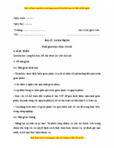 Giáo án Sinh học 10 Bài 17 (Kết nối tri thức): Giảm phân