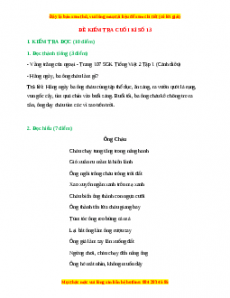 Đề thi cuối kì 1 Tiếng Việt lớp 2 Cánh diều (Đề 13)