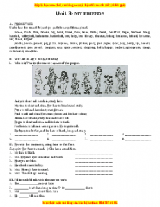 Bài tập Unit 3: My friends - Giáo viên Lưu Hoằng Trí đầy đủ đáp án