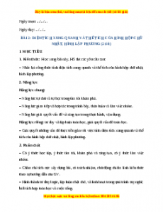 Giáo án Toán 7 Chân trời sáng tạo Bài 2: Diện tích xung quanh và thể tích của hình chữ nhật, hình lập phương