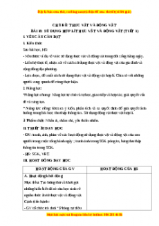 Giáo án Bài 18: Sử dụng hợp lí thực vật và động vật Tự nhiên và xã hội lớp 3 Chân trời sáng tạo