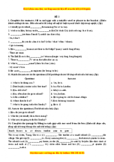 Học kỳ 2: Phần 2 Một số đề kiểm tra học kỳ 2 - Mục B- Đề kiểm tra học kì số 2-Giáo viên Mai Lan Hương đầy đủ đáp án