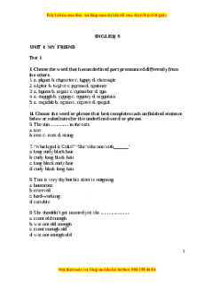 Tổng hợp bài tập và đề thi Tiếng Anh 8 (cả năm) có đáp án